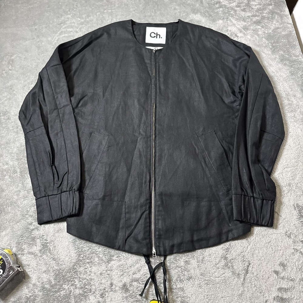 Carolina Herrera Linen Blend Overcoat‎ in Black S/S 2015 Size M